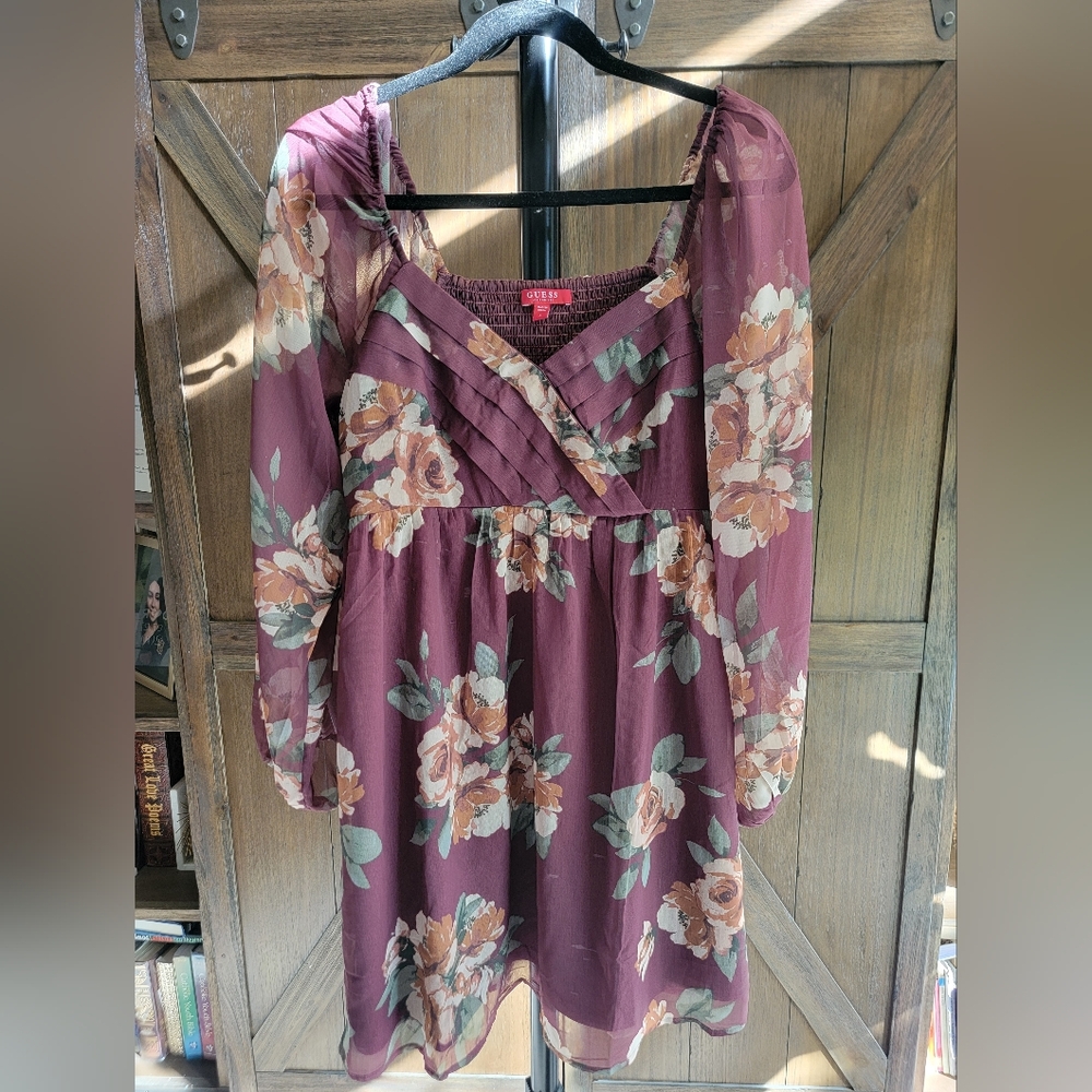 Guess Floral Burgundy Women's Dress